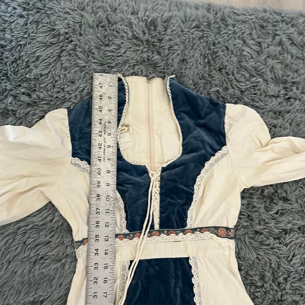Vintage Gunne Sax By Jessica Cotton Velvet Prairie Renaissance Dress - Picture 8 of 15
